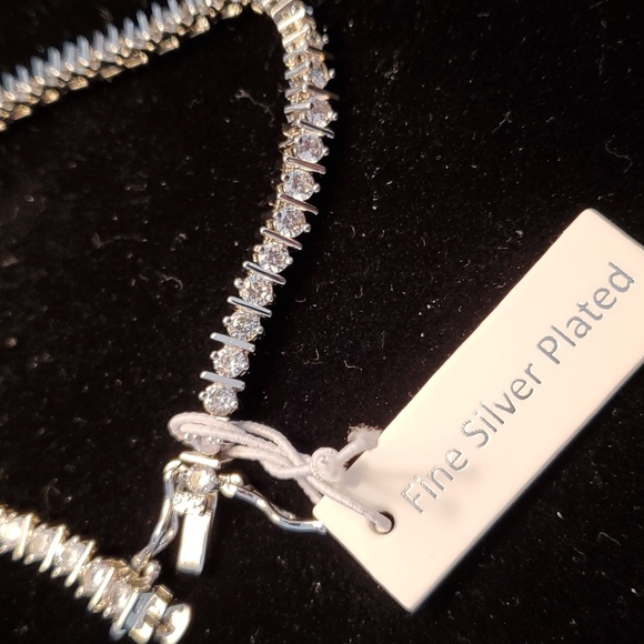 Bracelet cubic zirconia fine silver plated 7 inches - Picture 9 of 12